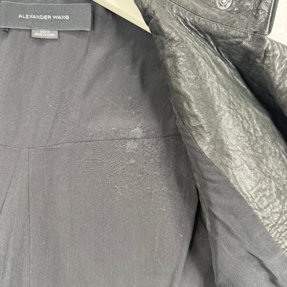 Alexander Wang Black Cropped Moto Leather Asymmetrical Zip Vest Womens Sz 0 - Picture 8 of 11